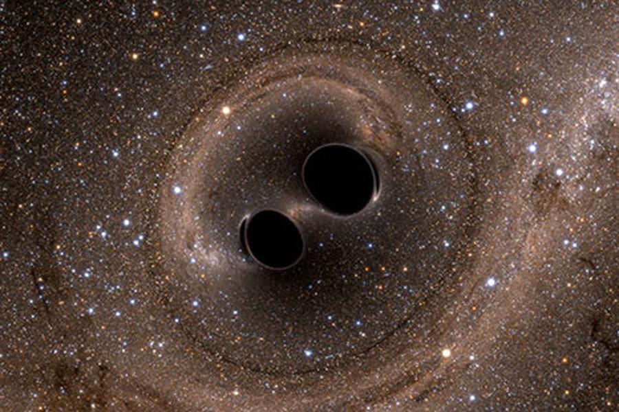 The union of two black holes results in a massive black hole, causing gravitational waves. Northwestern scientists were among the group of researchers who
detected the waves, confirming a prediction of Albert Einstein’s theory of general relativity.