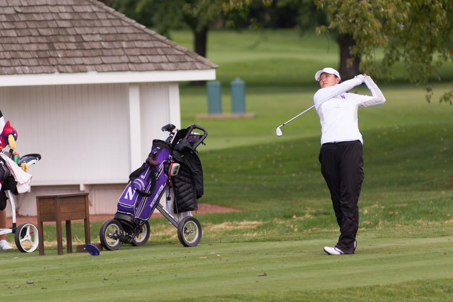 Hannah Kim hits an iron off the tee. The sophomore and reigning Big Ten Player of the Year is hoping for a hot start to 2016 in the Lady Puerto Rico Classic.