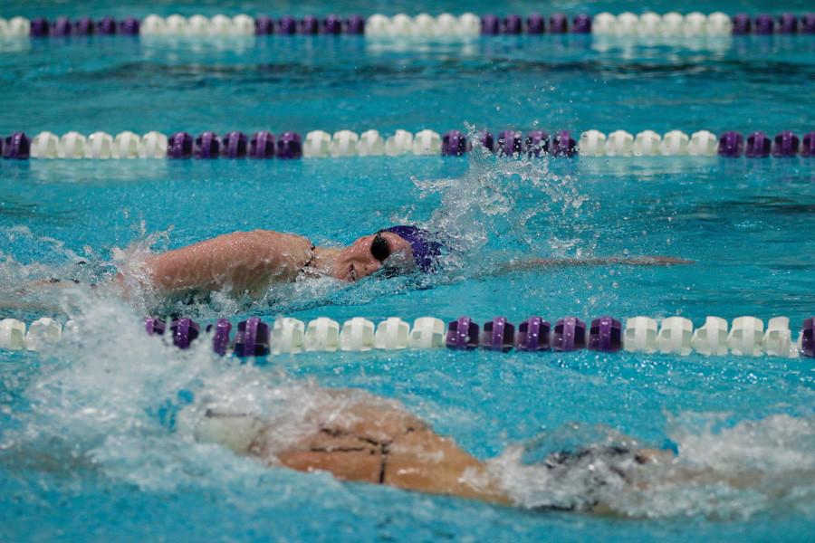 Ellen Anderson participates in the freestyle. The senior holds the Wildcats’ top time in the 500-yard freestyle this season. 