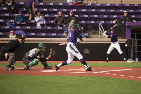 Willie Bourbon takes a cut against Chicago State on Wednesday. The freshman infielder helped the Wildcats christen their newly-renovated stadium, launching a solo home run in their 6-run third inning. 