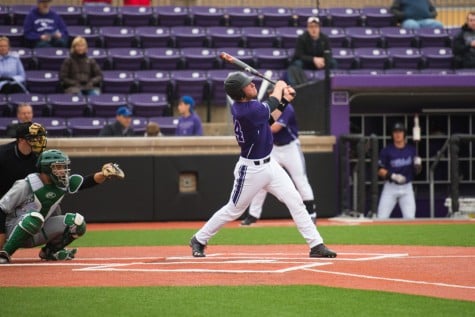 Jack Claeys hits a grand slam against Chicago State. The sophomore catcher sparked a 6-run third inning for the Wildcats, helping them take a lead they would not relinquish.
