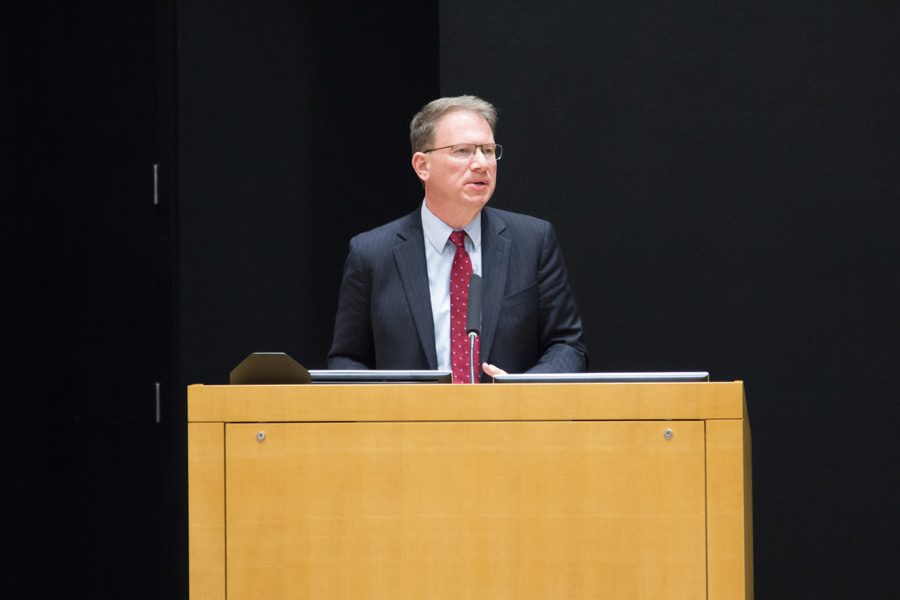 Journalist Jeffrey Goldberg speaks at the McCormick Foundation Center on Thursday. Goldberg, who writes for The Atlantic, recently wrote “The Obama Doctrine,” a 19,000-word profile of the president’s foreign policy.