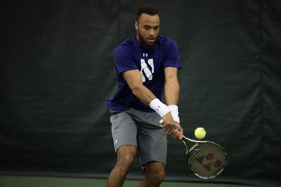Sam Shropshire prepares a backhand. The junior will look to help the Cats capture the Big Ten title in the postseason after previously falling a win short. 