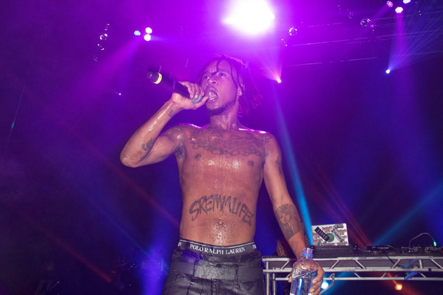 Aaquil Slim Jxmmi Brown performs as part of Rae Sremmurd at A&O Ball, which was co-hosted by FMO. The rap duo headlined and electronic musician Baauer opened the annual concert, held at Chicagos Riviera Theatre.