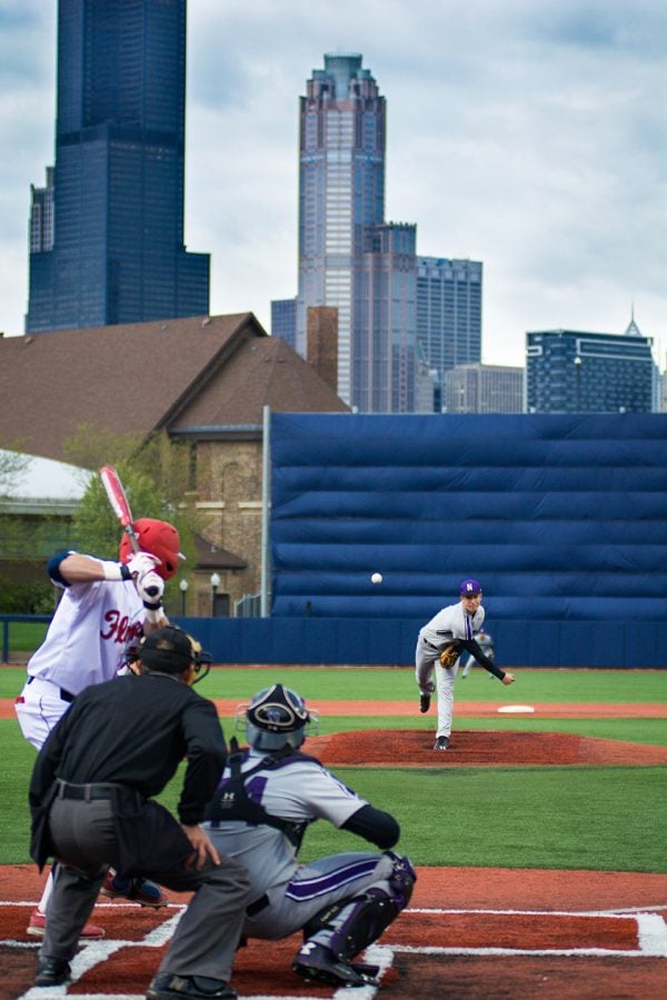 Dan Kubiuk fires the ball home. As Northwestern’s starting pitcher Wednesday, the sophomore surrendered 2 runs in one inning of work. 