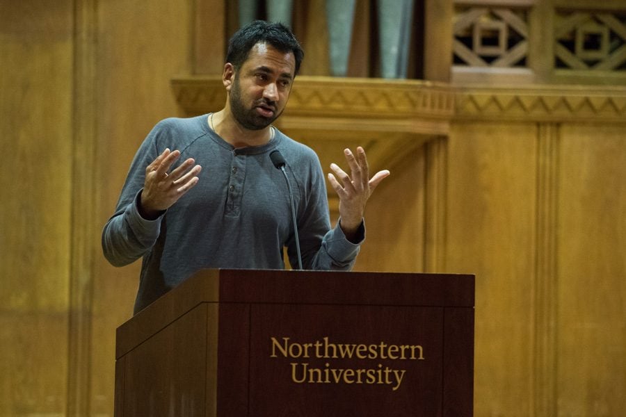 Kal Penn speaks at Lutkin Hall on Friday. Penn, known for his role as Kumar Patel in the comedy film “Harold & Kumar Go to White Castle,” discussed his career and diversity in the film industry.
