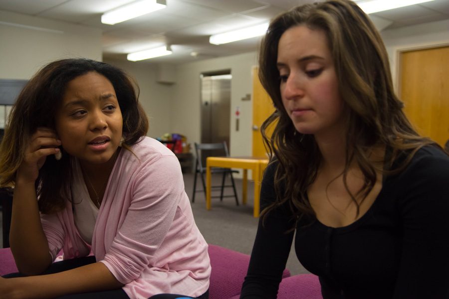 Students rehearse for the upcoming play “Stunning,” which will run from May 26 to May 28 in Shanley Pavilion. The play explores a variety of themes including sexuality and ethnicity. 