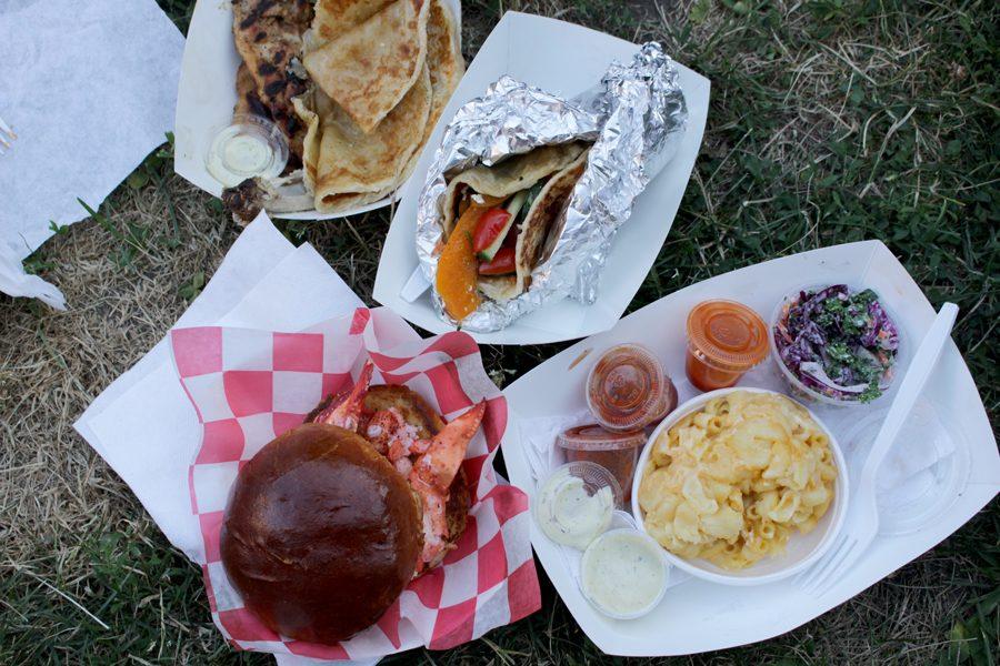 An assortment of food from three of the 10 trucks that lined up near Brummel Park. 