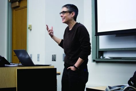 Political science Prof. Jacqueline Stevens speaks at a campus event last winter. Stevens wrote in a recent blog post that the University banned her from campus based on reports from faculty that she poses a “risk to campus safety.”