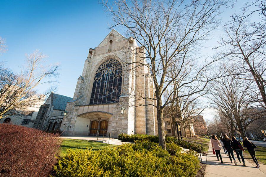 Two former Northwestern students were charged in March with felony vandalism in connection with graffiti found in Alice Millar Chapel. They appeared in court on Wednesday for an updated status of their cases.