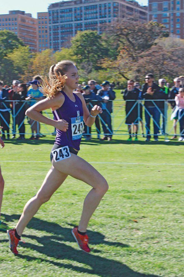 A Northwestern runner competes in a race. Freshmen Aubrey Roberts and Sarah Nicholson led the Wildcats to a 21st place finish at the Griak Invitational on Saturday. 