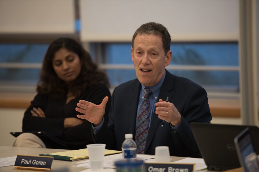 District 65 Superintendent Paul Goren attends a meeting. Goren and Board President Candace Chow said in a update on the website they were “disappointed” that the District Educators’ Council had started the initial process for a strike. 