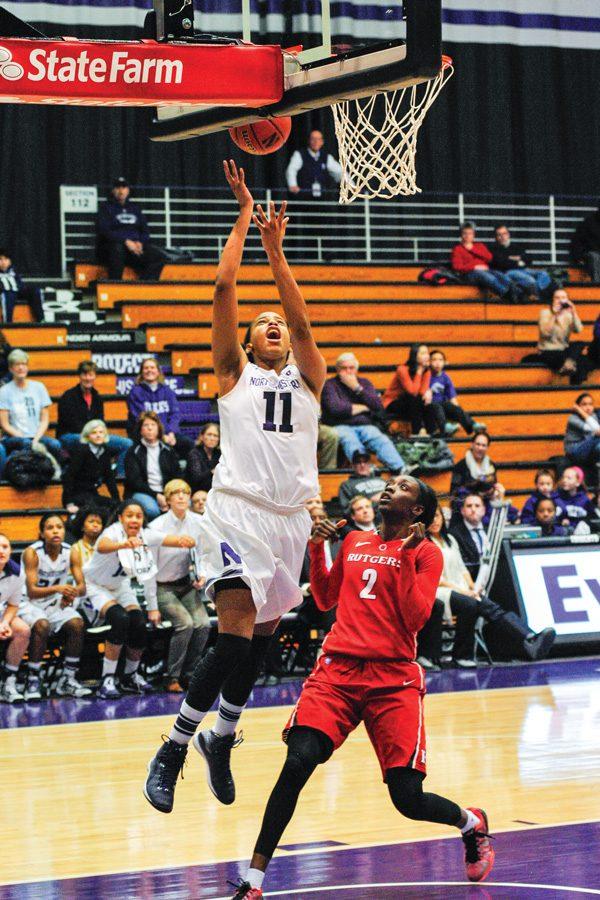Lauren Douglas goes up for a layup. The fifth-year forward was a key player for Northwestern two seasons ago and missed last year with injury.