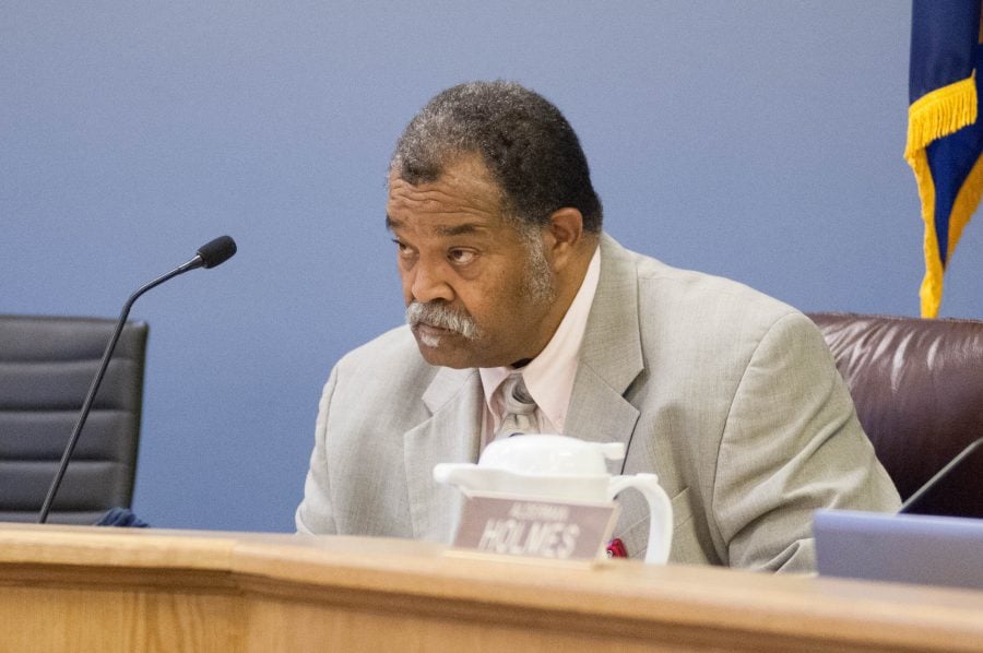 City Clerk Rodney Greene attends a council meeting. Greene fell ill at an electoral board meeting on Friday, resulting in the postponement of a decision on multiple candidate challenges. 