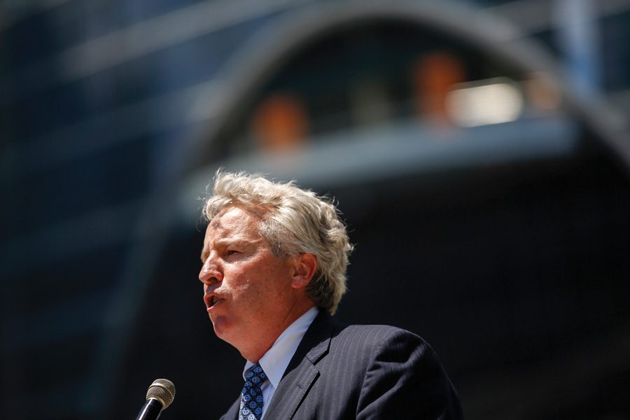 Chris Kennedy speaks at a ribbon cutting ceremony for a new development in June 2016 in Chicago. Kennedy announced Wednesday that he is running for Illinois governor.