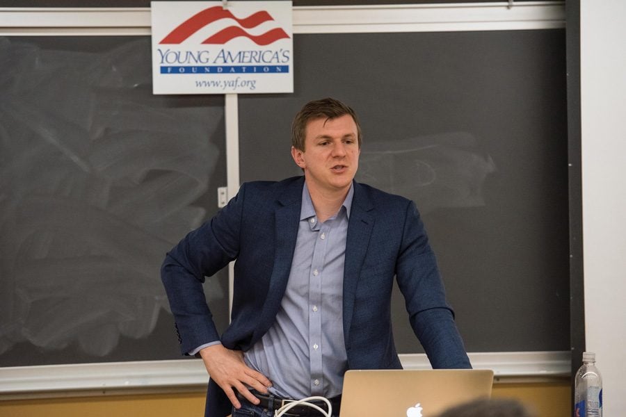 James O’Keefe, founder of Project Veritas, said his undercover videos and audio recordings are supposed to report stories the mainstream media won’t. About 60 people came to College Republicans’ winter speaker event on Wednesday.