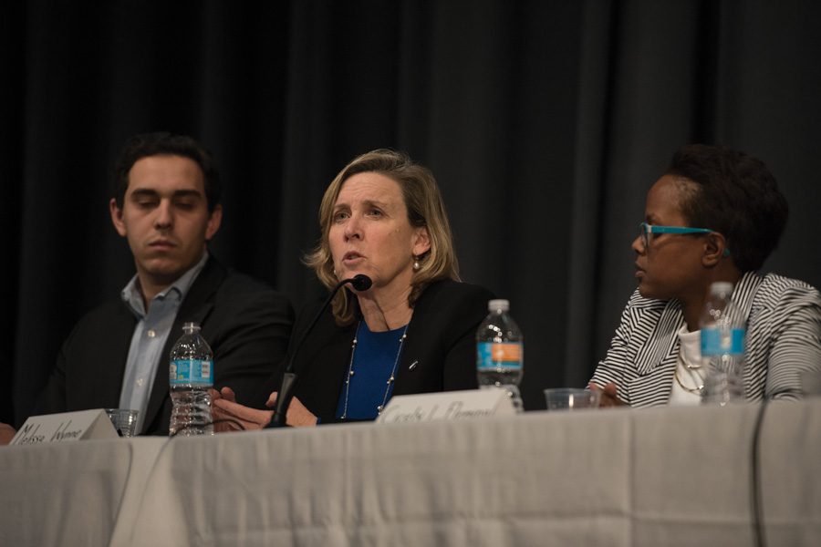Ald. Melissa Wynne (3rd) at a candidate’s forum.