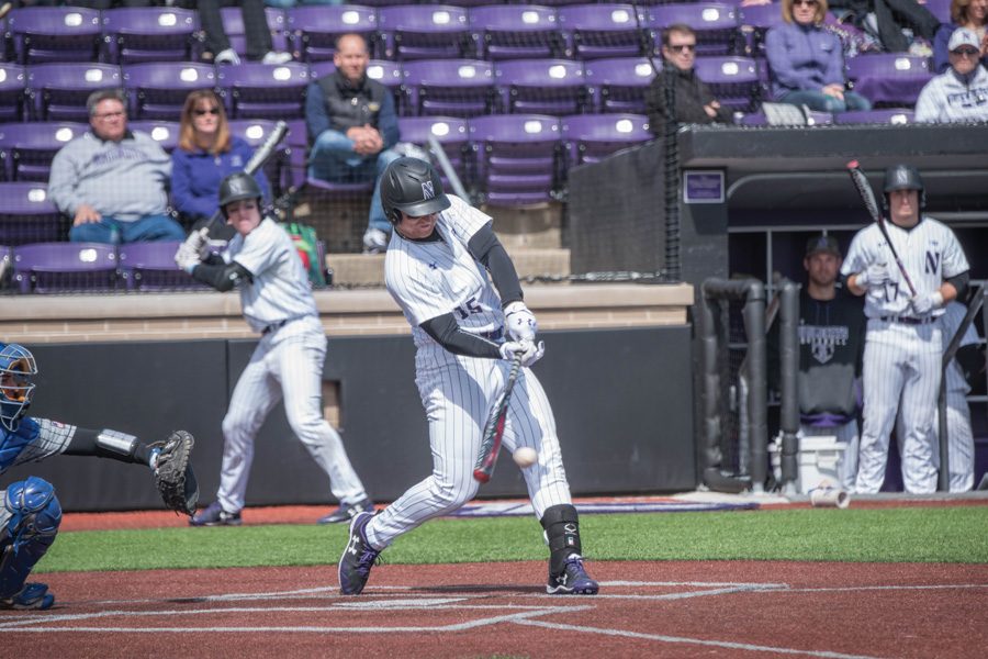Connor Lind takes a swing. The junior infielder hit a walk-off home run Sunday to give the Wildcats the series win over Air Force.