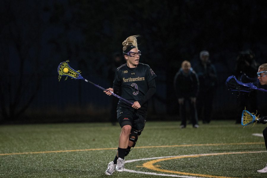 Christina Esposito looks for an opening. The senior attacker and the Wildcats face a daunting two-game stretch this weekend.
