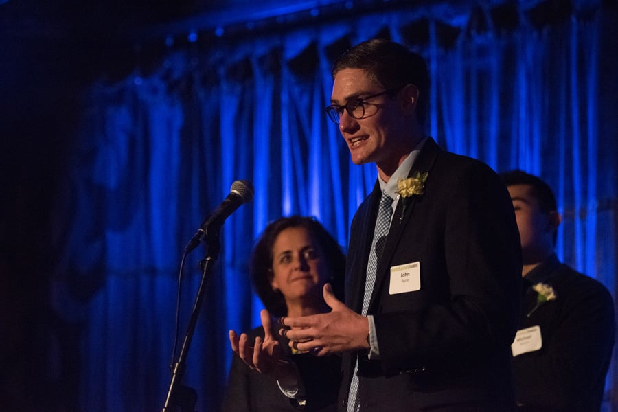 SESP junior John Wylie is honored at a Leadership Evanston event on Monday. The local program, which imbues participants with leadership and networking skills, recently celebrated its 25th anniversary.
