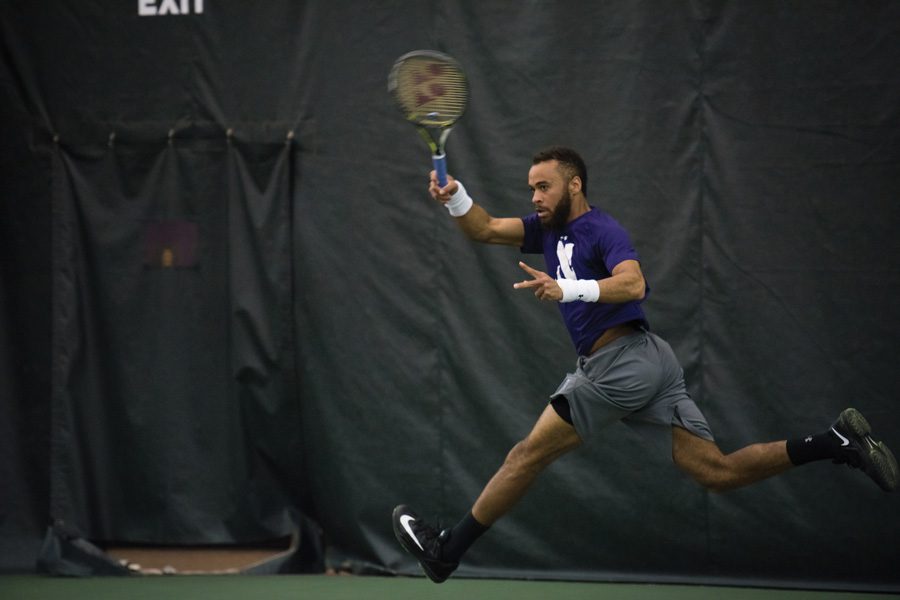 Sam Shropshire fires a forehand. The senior and the Wildcats are seeking doubles success in this weekend’s matches.