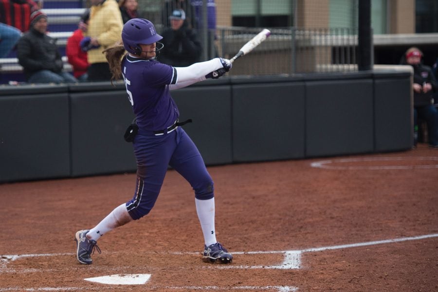 Anna Petersen takes a swing. The senior outfielder led the Wildcats to a series win against Maryland.