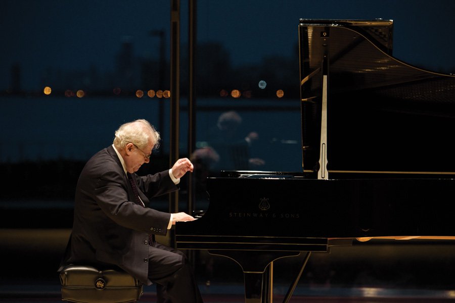 Seven-time Grammy award winner Emanuel Ax performs in Mary B. Galvin Recital Hall at a performance on Wednesday. The sold-out concert finished with a standing ovation.