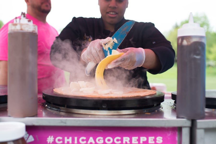 An employee prepares a crepe on Friday. Evanston and Chicago restaurants came to campus in an event to celebrate Spoon University NU chapter’s print magazine release.