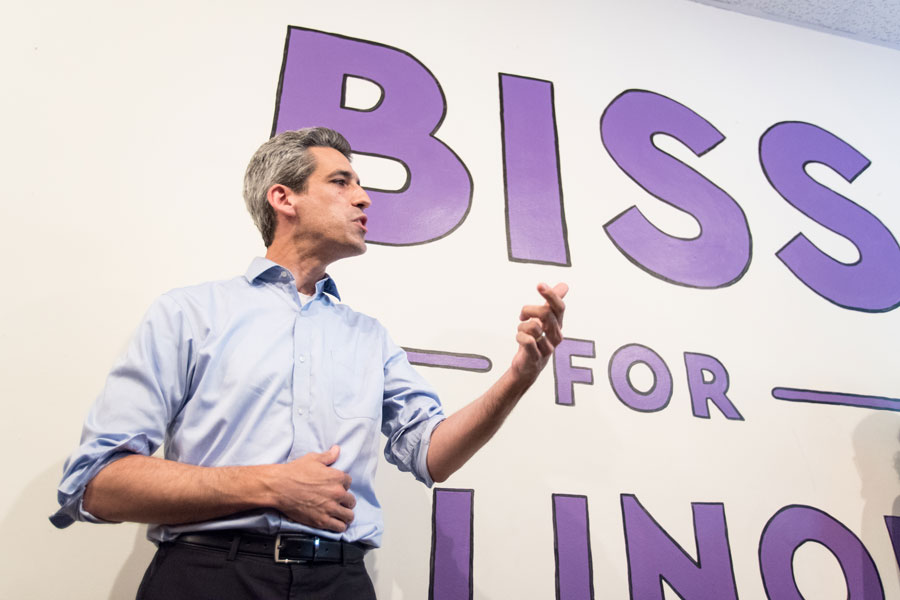 State Sen. Daniel Biss (D-Evanston) speaks in July. The Evanston native on Friday picked State Rep. Litesa Wallace (D-Rockford) as his new running mate in the Illinois gubernatorial election.