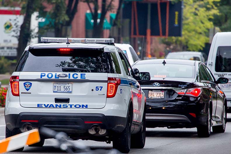 An Evanston Police Department squad car. The department is investigating its actions in the July 14 arrest of Iain Bady.