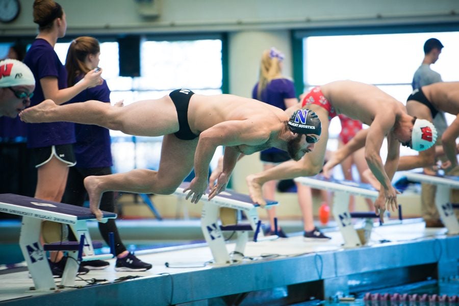 Nick Peterson takes off from the blocks. The senior will bring veteran leadership to a young Northwestern team this season. 