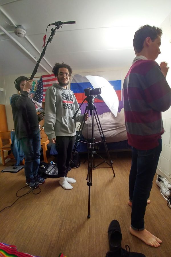 Students film the pilot of “Putin Jr.,” a new NU Channel 1 web series. The show follows Ivan, Putin’s fictional son, as he traverses the social complexities of college and tries to keep his lineage a secret from friends.
