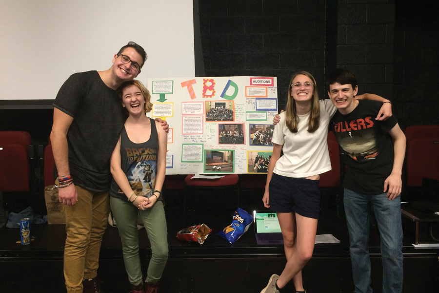 Ensemble members of the TBD theater troupe at Student Theater Information Night. TBD explores neo-futurism practices on campus.
