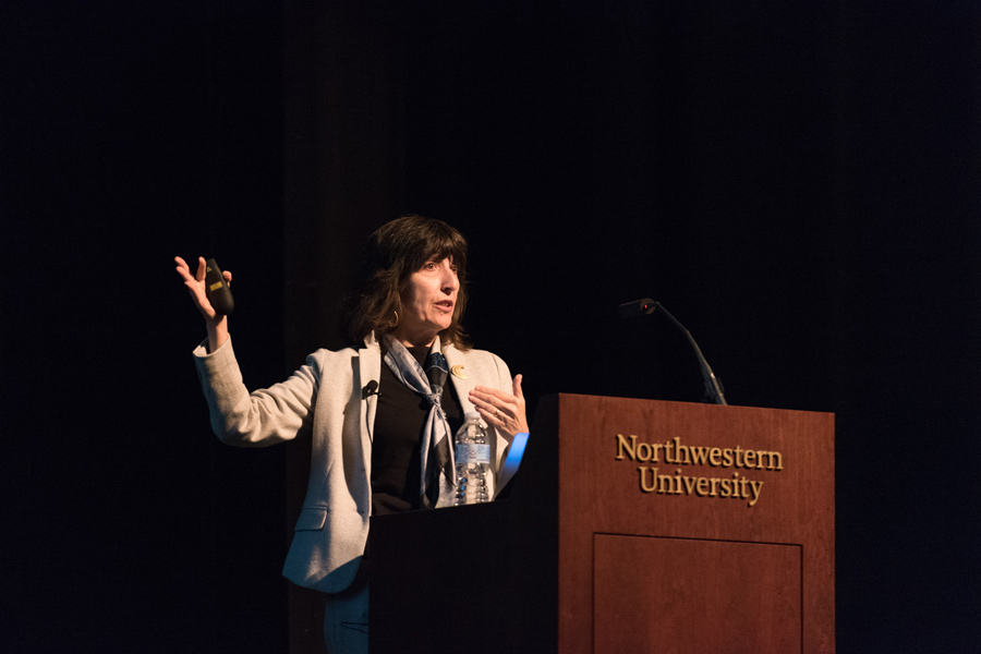 University of Chicago Prof. Wendy Freedman speaks about the Giant Magellan Telescope in Cahn Auditorium on Thursday. Freedman said the telescope will have 10 times the resolution of the Hubble Space Telescope.