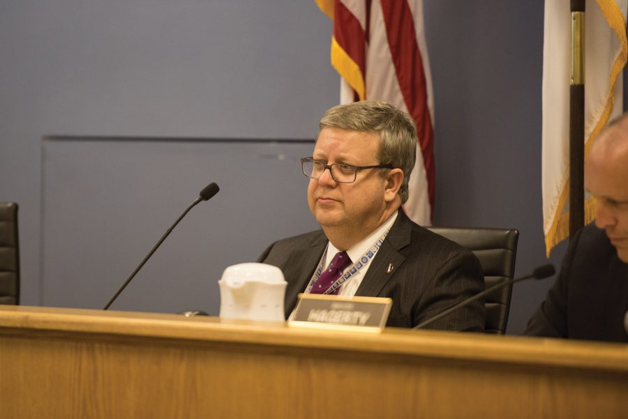 City manager Wally Bobkiewicz at a City Council meeting. City officials canceled a Monday Human Services Committee meeting after members failed to reach a quorum.