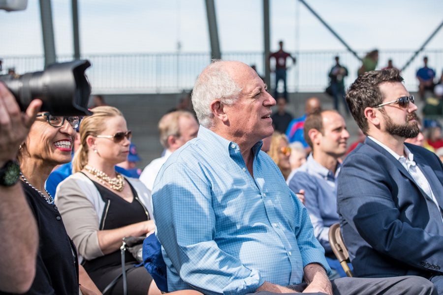Former Illinois Gov. Pat Quinn attends the grand opening of Kerry Woods Cubs Field in September 2015. Quinn (School of Law ‘80) will donate a collection of his personal papers to the University Archives.
