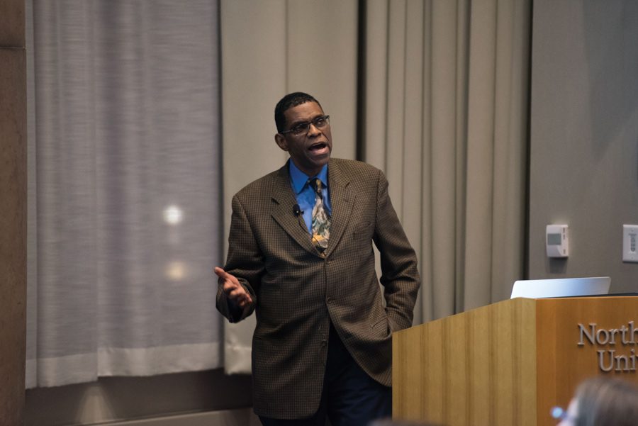 Dr. Terry Mason, chief operating officer of the Cook County Department of Public Health, speaks at an event Wednesday at the Segal Visitors Center. Health practitioners, community organizations and parents gathered to discuss empowering childhood resiliency in the face of trauma.