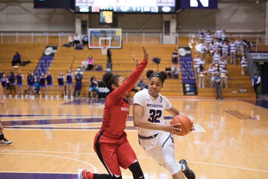 Amber Jamison drives to the hoop. The junior sat out Northwestern’s opening-night win over Chicago State, but may return against Oakland.
