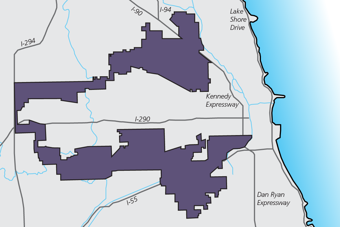 A+map+of+Illinois%E2%80%99+Fourth+Congressional+District.+Members+of+a+Sunday+panel+discussed+the+issue+of+gerrymandering+and+how+it+affects+elections+in+Chicago+and+across+the+country.+