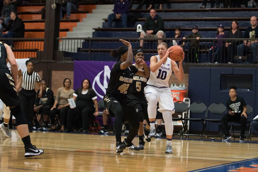 Lindsey Pulliam pulls up for a jump-shot. The freshman guard leads Northwestern in scoring with an average of 14 points per game.