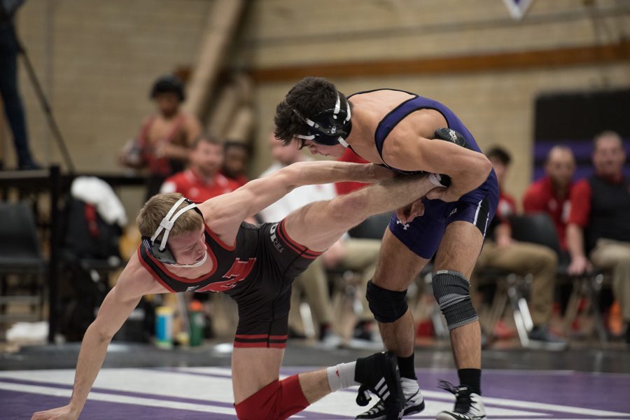 Sebastian Rivera grapples with an opponent. The redshirt freshman will be a key part of Northwestern’s efforts against Minnesota this weekend.