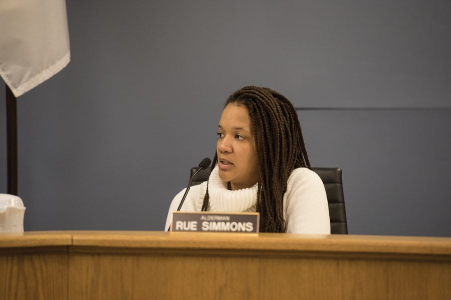 Ald. Robin Rue Simmons (5th) speaks at a meeting. Rue Simmons said she planned to encourage all neighborhoods who did not have a “block club” —  a group of neighbors who make sure the block is safe by sharing information and identifying potential concerns — to form one.