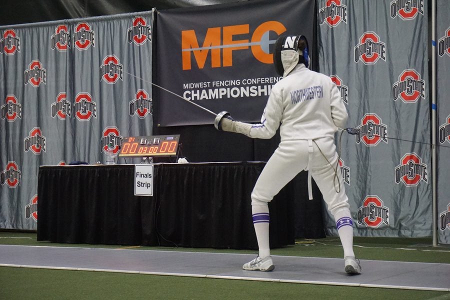 A Northwestern fencer toes the strip. Various Wildcats will be up against stiff competition in the Junior Olympics this weekend.