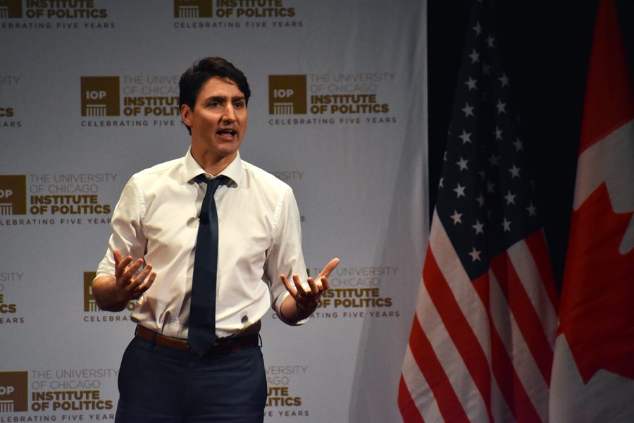 Canadian Prime Minister Justin Trudeau speaks at an event. Trudeau talked about President Donald Trump and the future of the North American Free Trade Agreement deal.