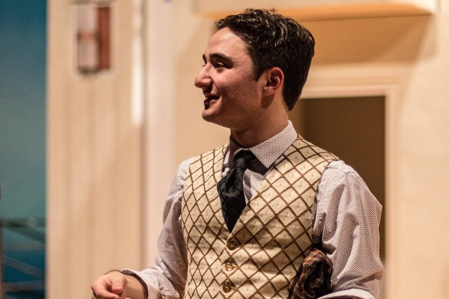 Sophomore Sam Linda acts in a jazz era production of “Twelfth Night.” Director Jeffrey Mosser said the play worked well with the indulgent attitudes of the era.