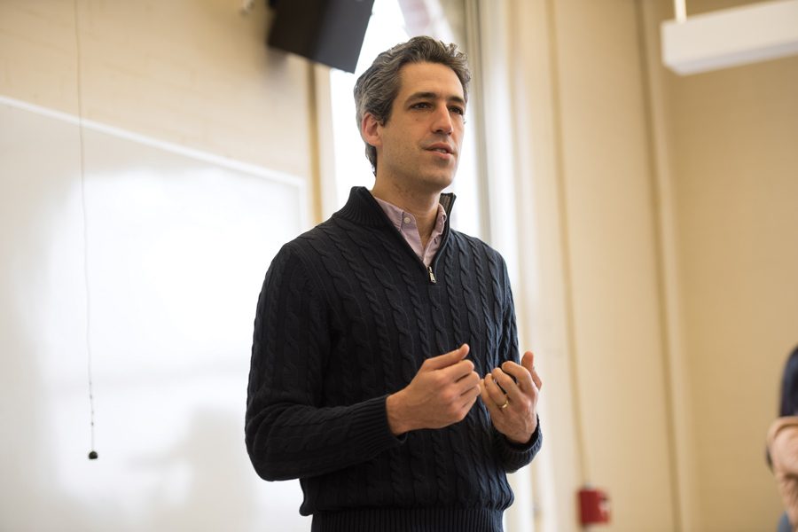 State Sen. Daniel Biss (D-Evanston) speaks at an event. Biss joined Pussy Riot for a campaign event on Tuesday. 