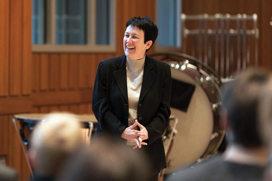 Jennifer Higdon teaches at a workshop. The Bienen School of Music awarded Higdon the 2018 Nemmers Prize in Music Composition this month. 