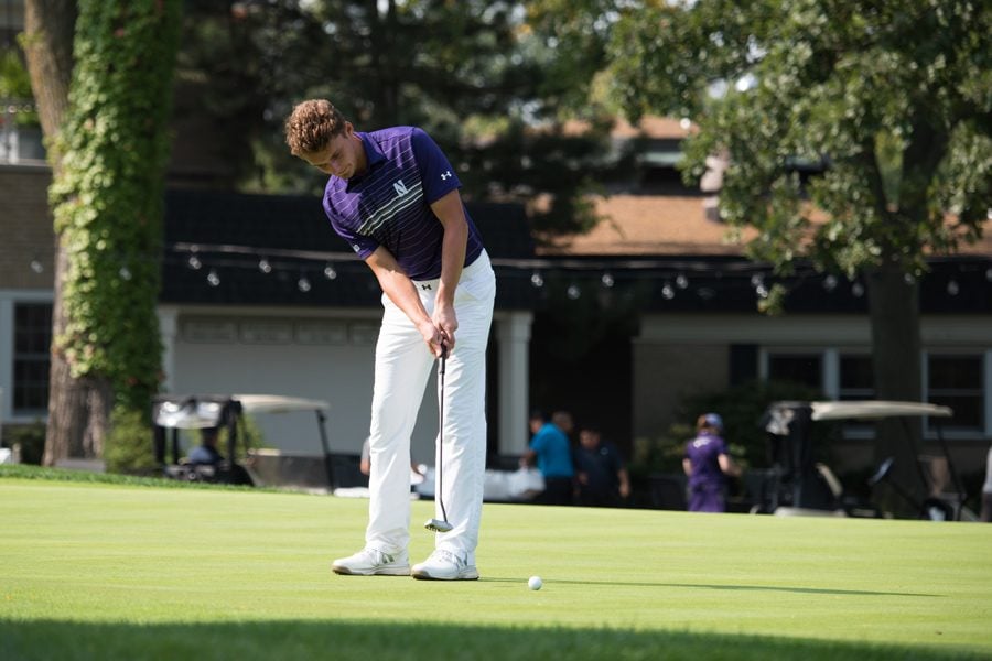 Ryan Lumsden hits a putt. The junior tied for fifth place at the Boilermaker Invitational this weekend.
