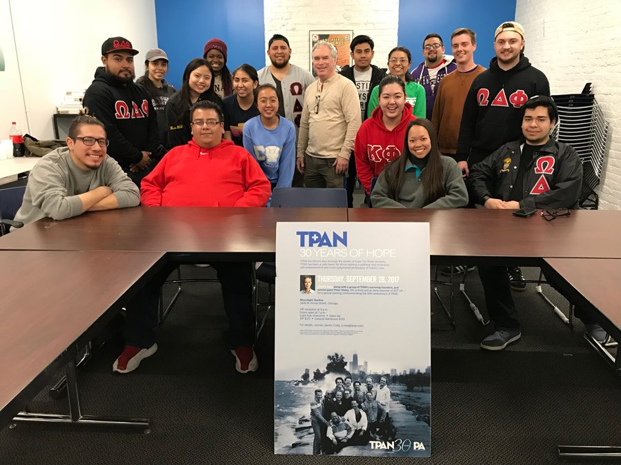 Volunteers at Test Positive Aware Network, a Chicago health clinic. Omega Delta Phi hosted a day of service honoring the legacy of Mexican-American activist César Chávez.