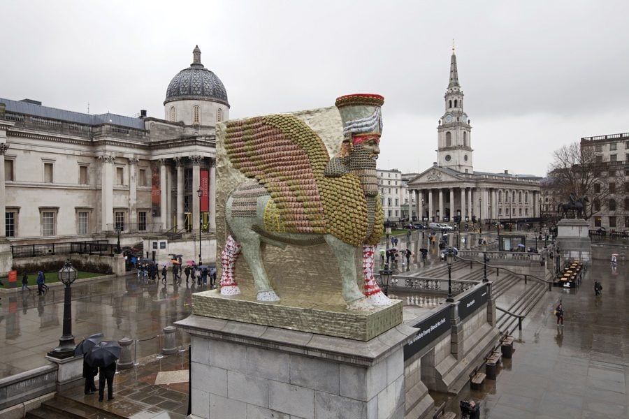 Art theory and practice Prof. Michael Rakowitz’s sculpture of a Lamassu stands in London’s Trafalgar Square. The piece was unveiled March 28 and will remain in London until 2020.  